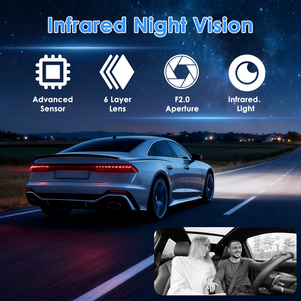 WiFi 3-Channel Dash Cam 1080P | Night Vision | App Control | 32G MMC | Parking Monitor — Prime Trend Market