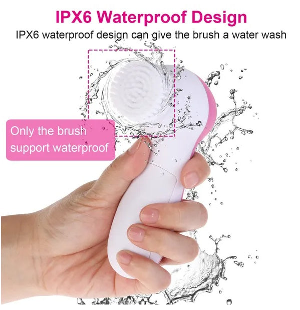 Facial Cleansing Brush with 5 Brush Heads — Waterproof Spin Brush for Deep Pore Cleansing — Prime Trend Market