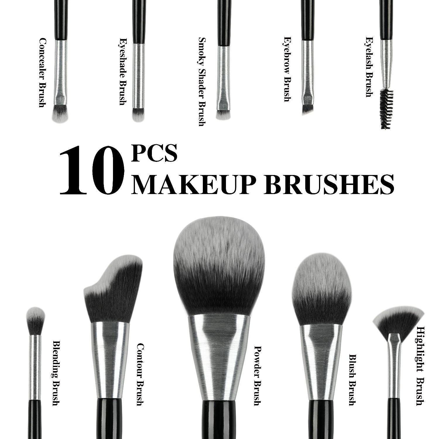 Beli 10pcs Professional Makeup Brush Set New Design Brushed Tube Makeup Brushes — Prime Trend Market