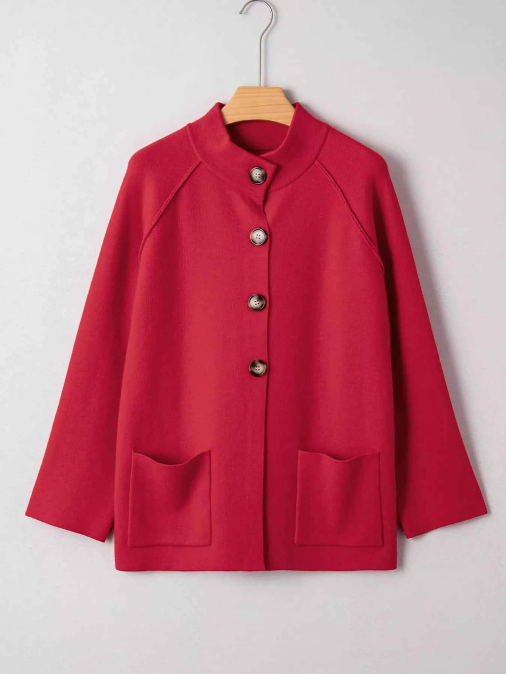Scarlet Collared Button-Front Cardigan
