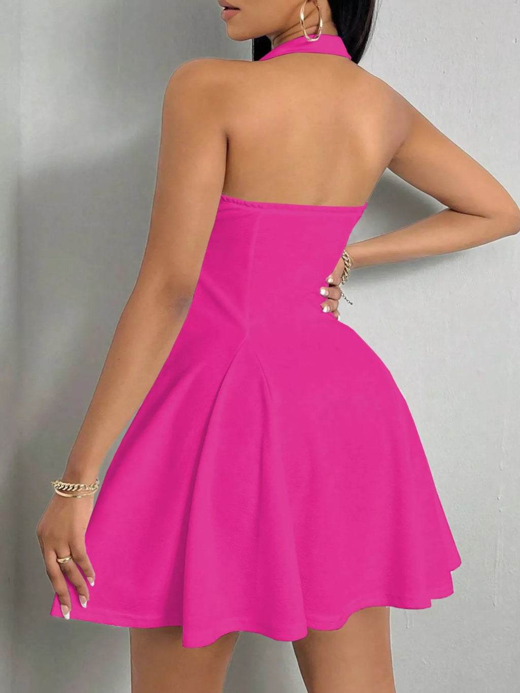 Halter Neck A-Line Mini Dress | XS–XL