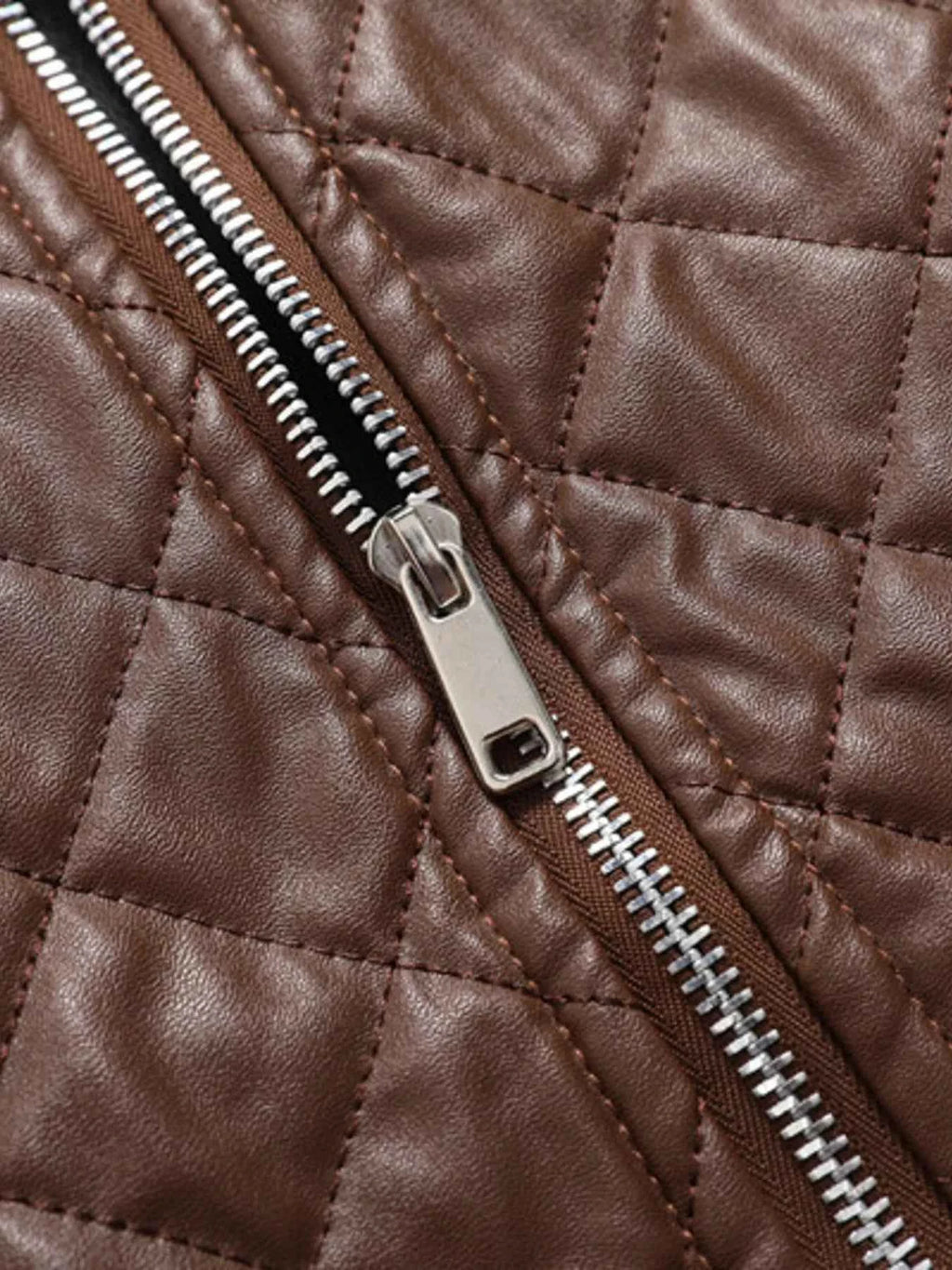 Men’s Quilted Faux-Leather Bomber Jacket