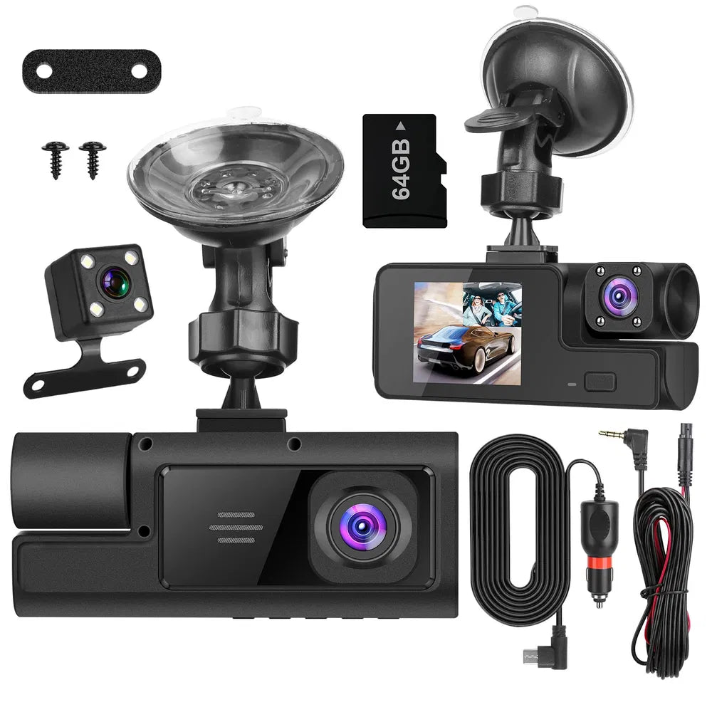 WiFi 3-Channel Dash Cam 1080P | 170° Wide Angle | Reversing Visual | 64G MMC Included — Prime Trend Market