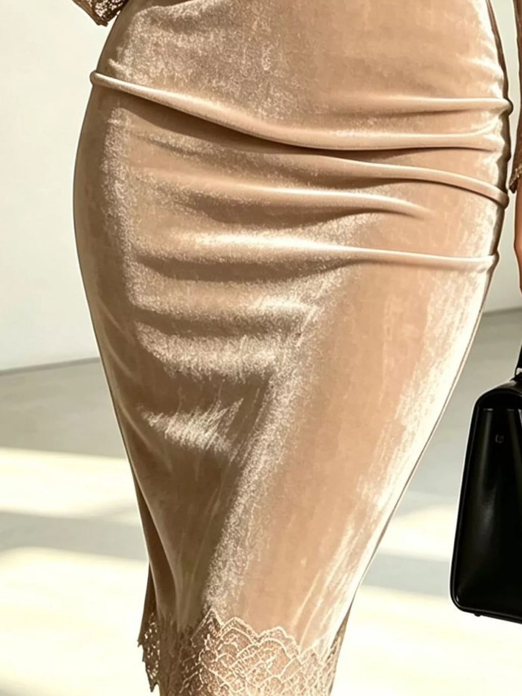 Long-Sleeve Velvet Lace Bodycon Dress