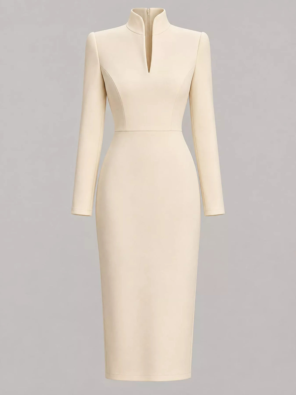Stand-Collar Long-Sleeve Midi Dress | S–3XL