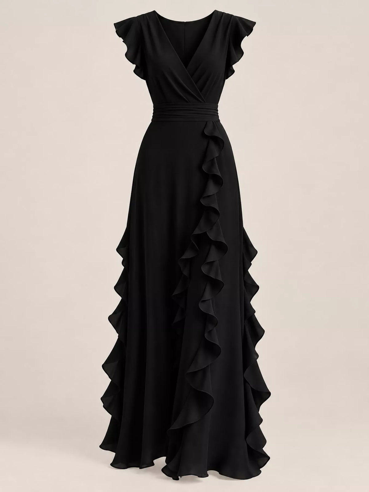Ruffled Surplice Sleeveless Maxi Dress