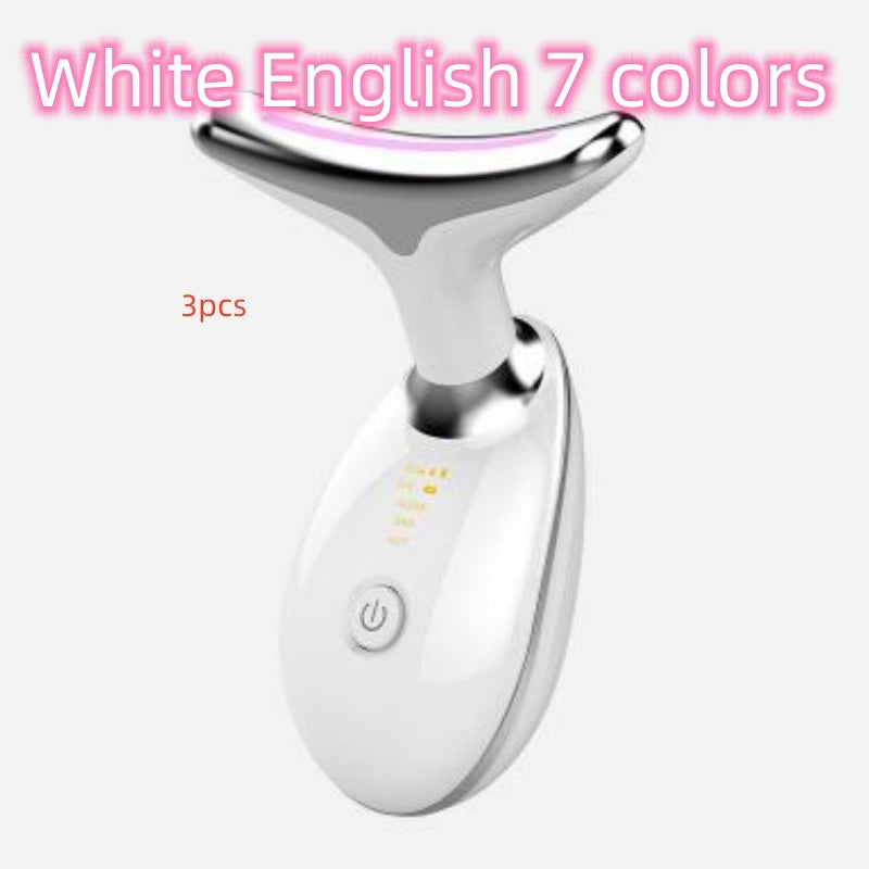 Luxury 7-Color LED EMS Face & Neck Beauty Massager — Negative Ion, Infrared, Ultrasonic Skin Rejuvenation — Eliza & Tuan