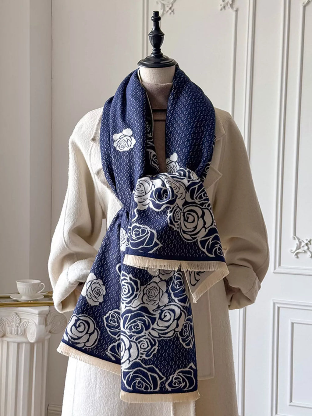 Rose-Pattern Scarf
