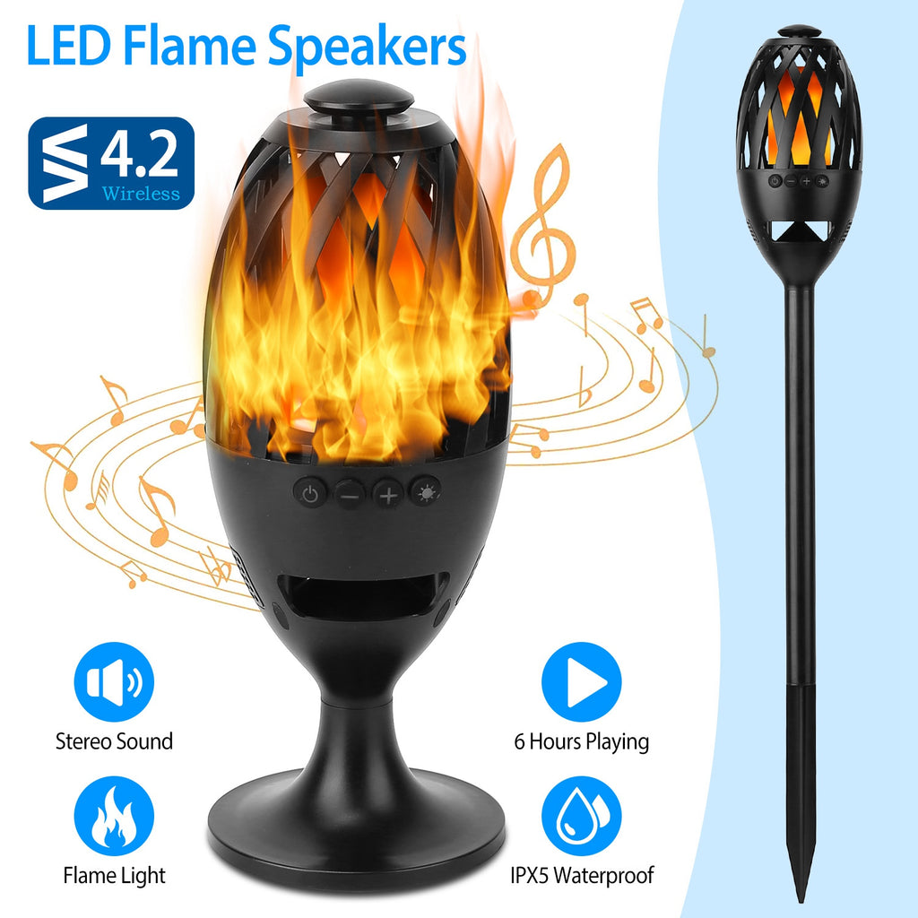 LED Flame Torch Bluetooth Speaker — Outdoor Waterproof Stereo Bass for Party & Camping — Eliza & Tuan
