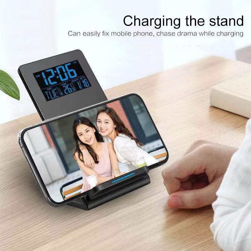 5-in-1 Bedside Alarm Clock — Wireless Charger, Phone Holder, Temp & Calendar — Prime Trend Market