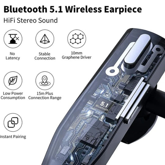 Wireless Bluetooth Earpiece | Single-Ear Headset | Noise Cancelling Dual Mic — Prime Trend Market