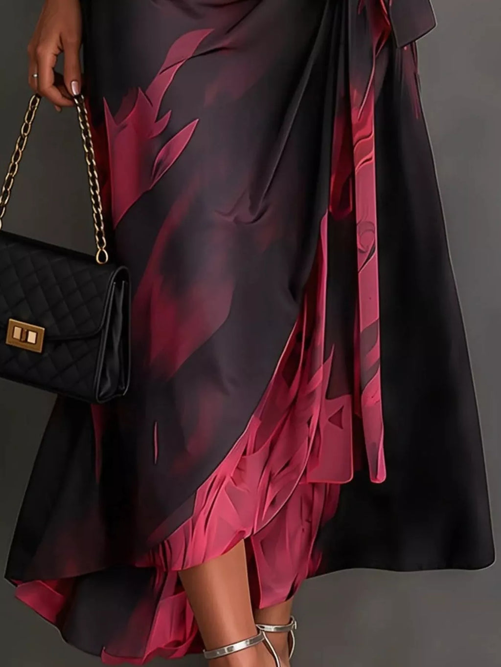 Tie-Detail Surplice Dress