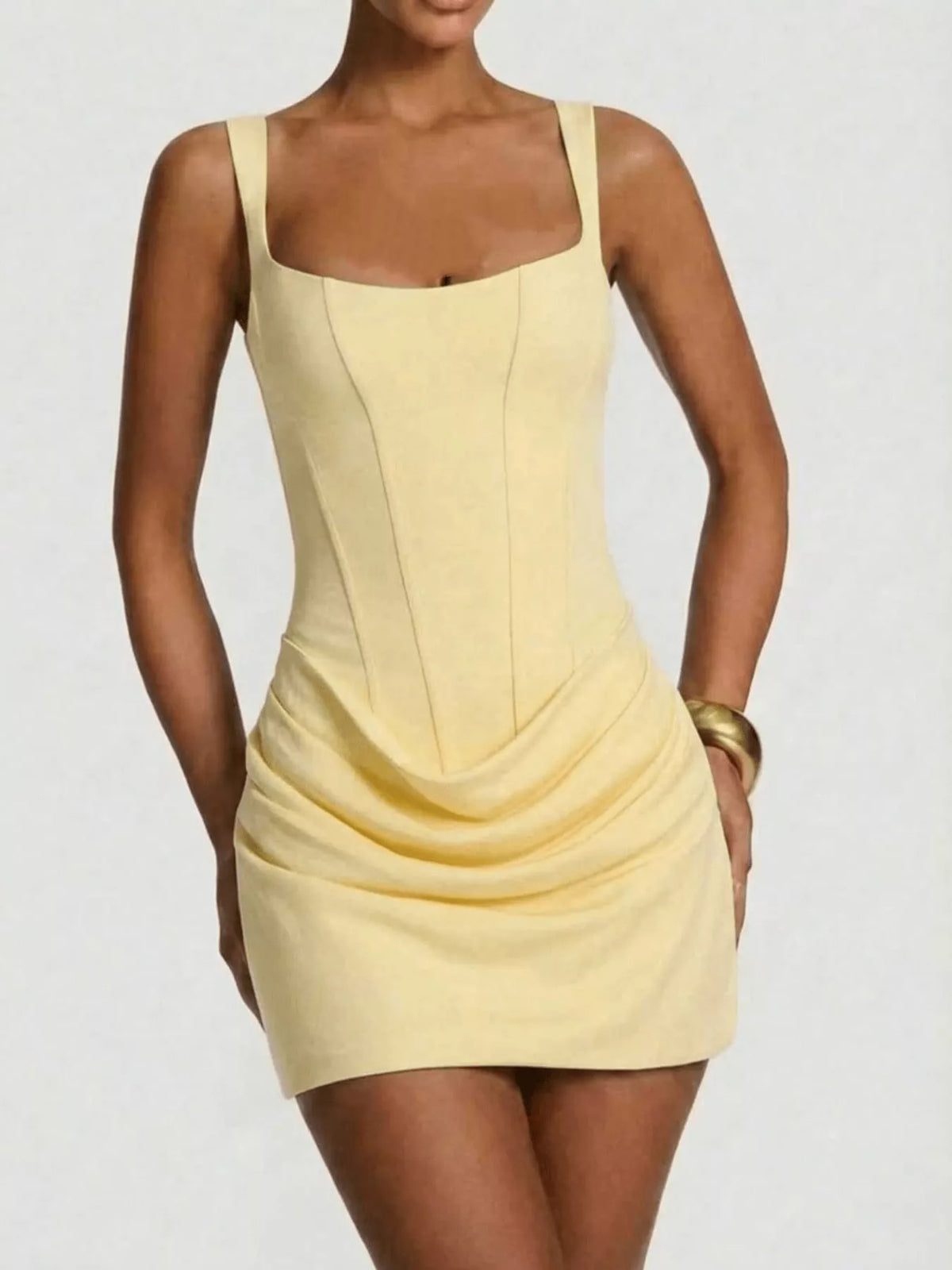 Corset-Style Ruched Mini Dress