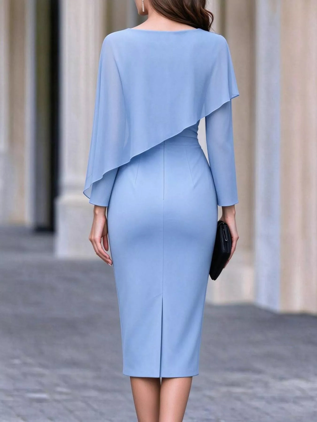 Cape-Style Bodycon Midi Dress