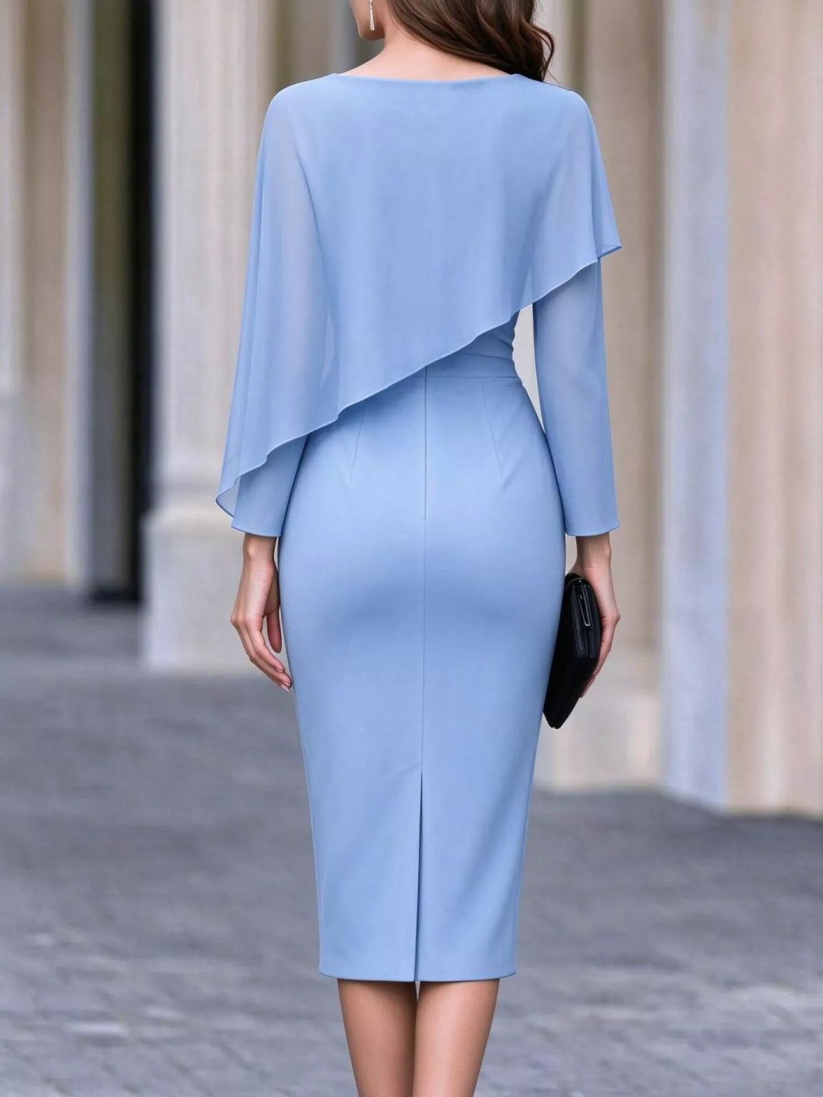 Cape-Style Bodycon Midi Dress