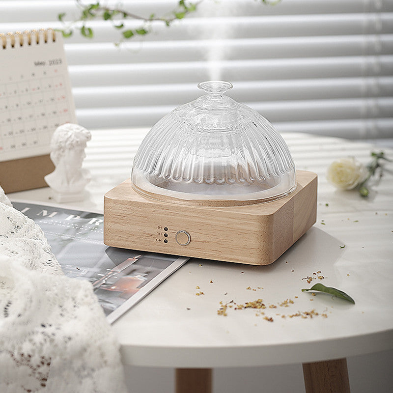 Luxury Solid Wood Glass Aroma Diffuser & Humidifier — Ultrasonic, Aromatherapy, Sleep Aid, Timer — Prime Trend Market