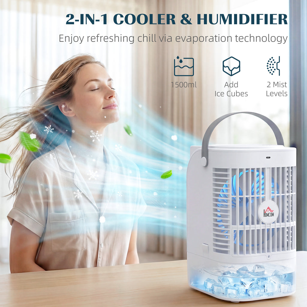 4-in-1 Portable Mini Air Conditioner — 1500ml Tank, 4 Wind Speeds, 6H Timer & RGB 7-Color LED — Prime Trend Market