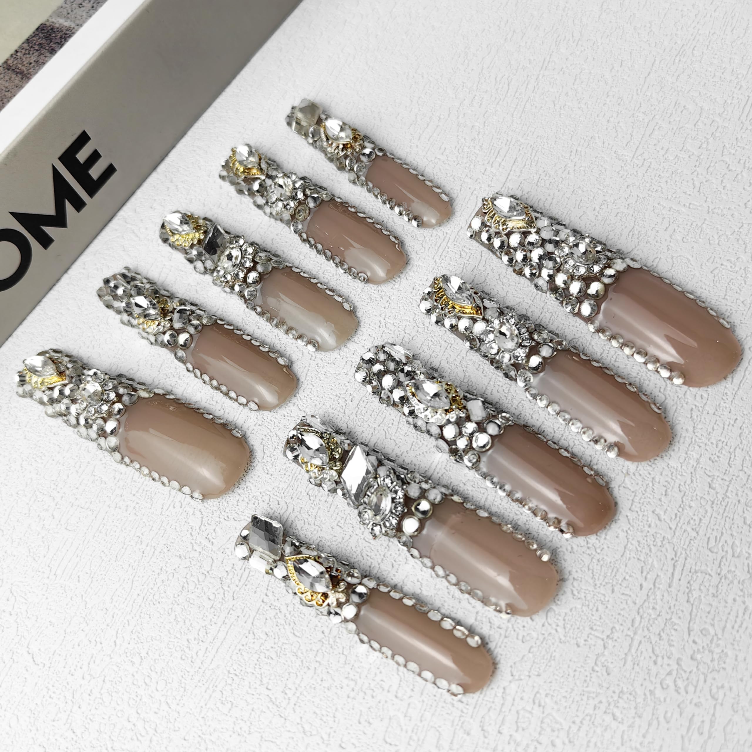 Rhinestone Crystal Cascade Press On Nails – Glitter Gradient PMMA Acrylic, Bling Luxury Nails — Prime Trend Market