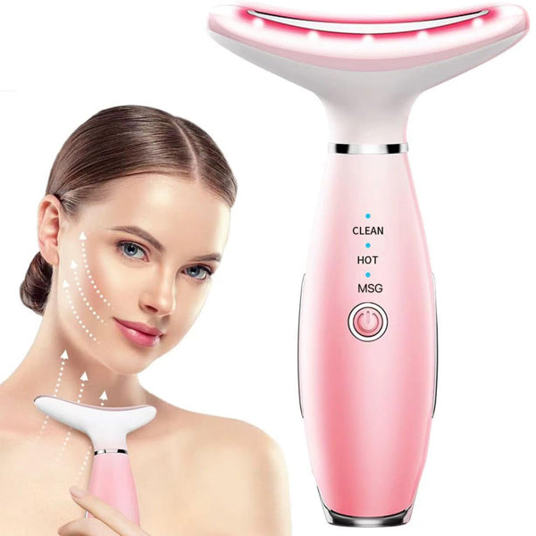Luxury 3-in-1 EMS Face & Neck Massager — LED Light Therapy, Heat & Vibration Skin Lifting Beauty Device — Eliza & Tuan