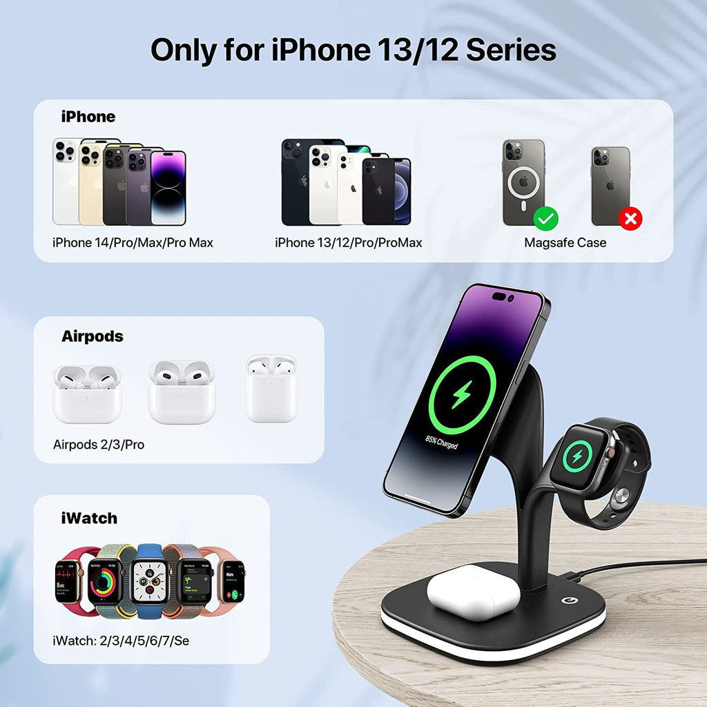 Magnetic 3-in-1 Wireless Charging Station — Phone, Earphones & Watch — Prime Trend Market