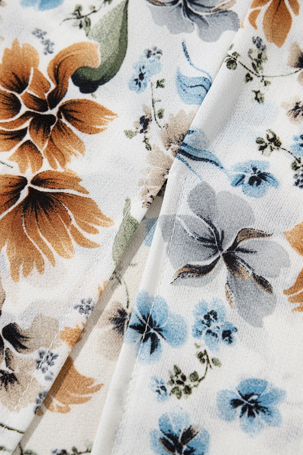 Floral Square-Neck Flounce-Sleeve Slit Midi Dress