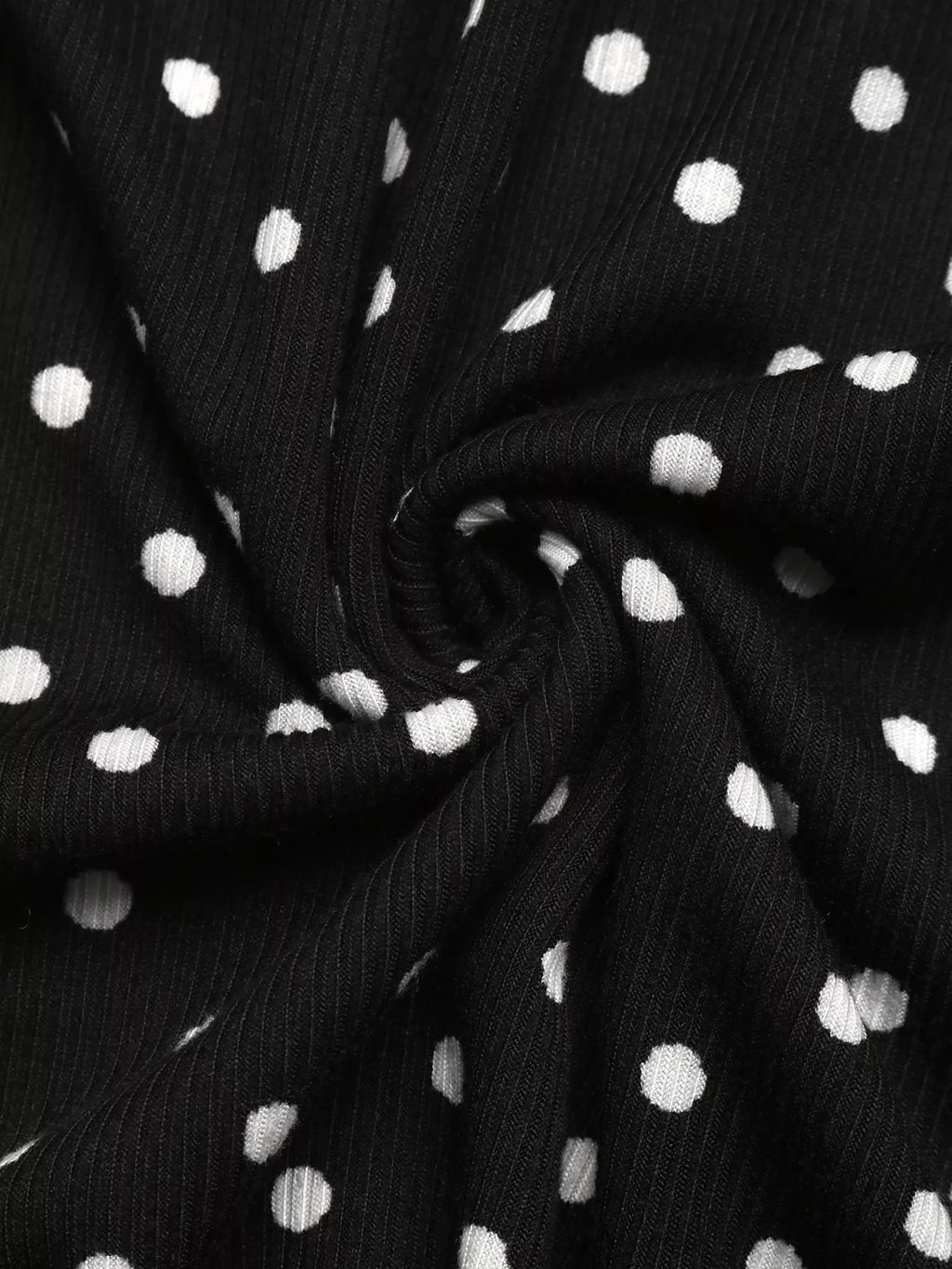Black Polka-Dot V-Neck Tie-Back Mini Dress