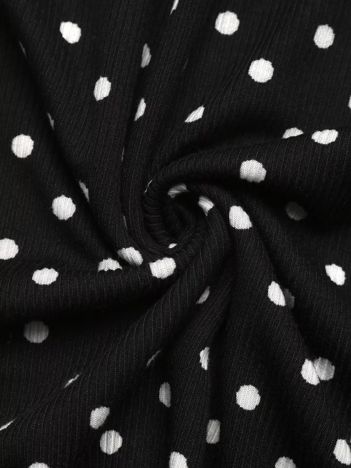 Black Polka-Dot V-Neck Tie-Back Mini Dress