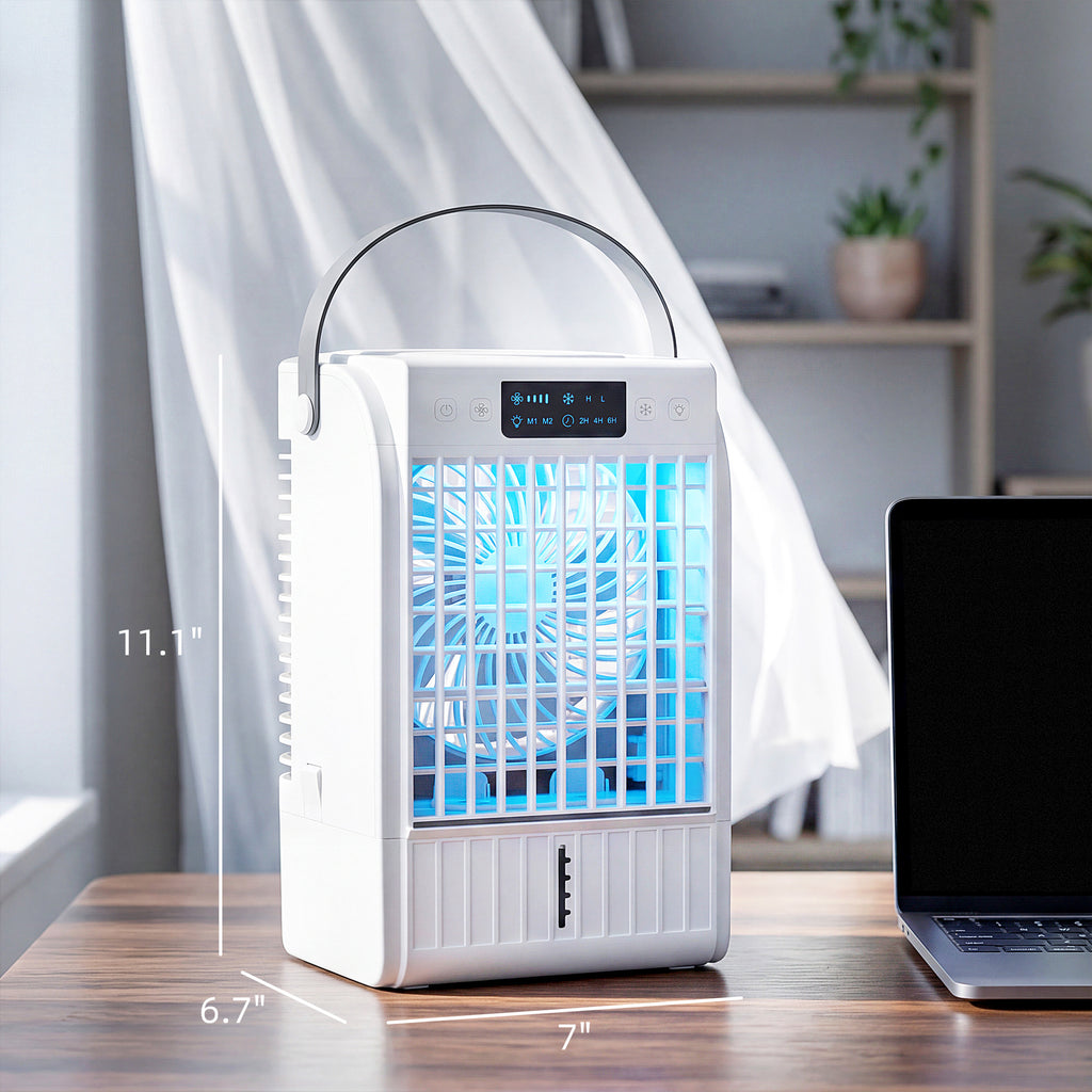 4-in-1 Portable Mini Air Conditioner — 1500ml Tank, 4 Wind Speeds, 6H Timer & RGB 7-Color LED — Prime Trend Market