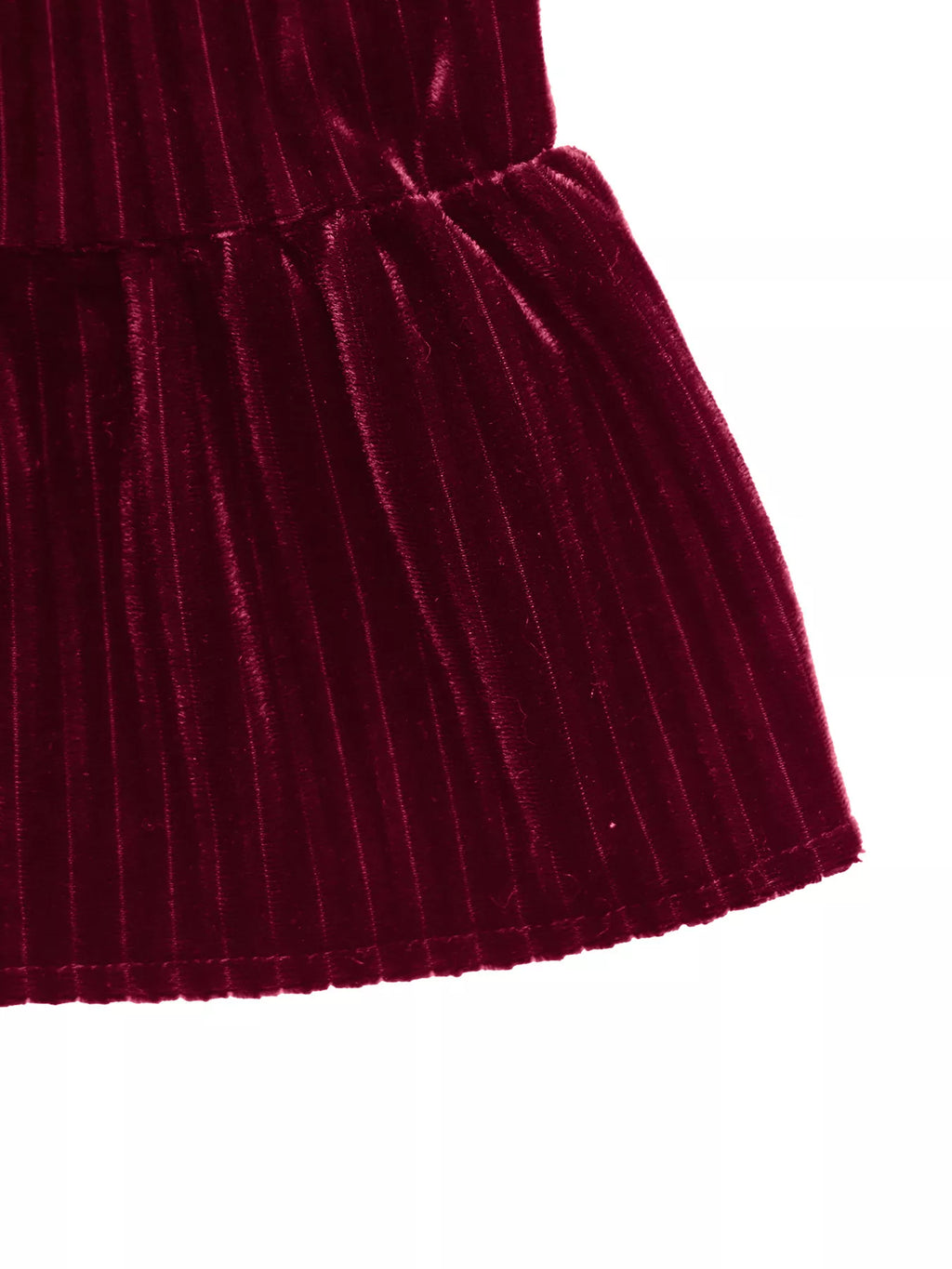 Perfee Burgundy Tie-Neck Velvet Tiered Mini Dress