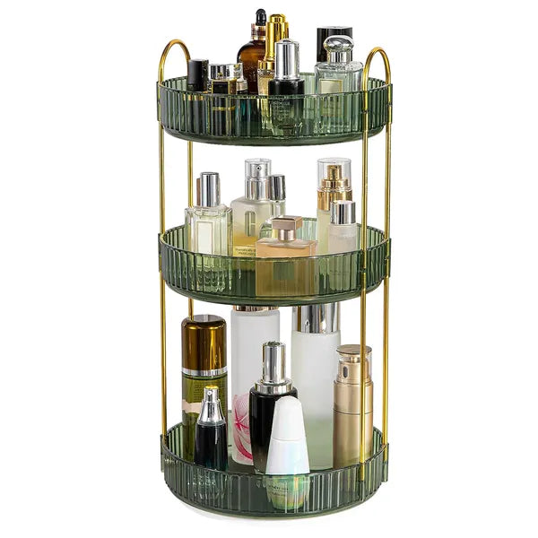 3-Tier 360° Rotating Makeup Organizer — Spinning Perfume & Cosmetic Storage Tray | 55LBS Capacity | Gift for Her — Prime Trend Market