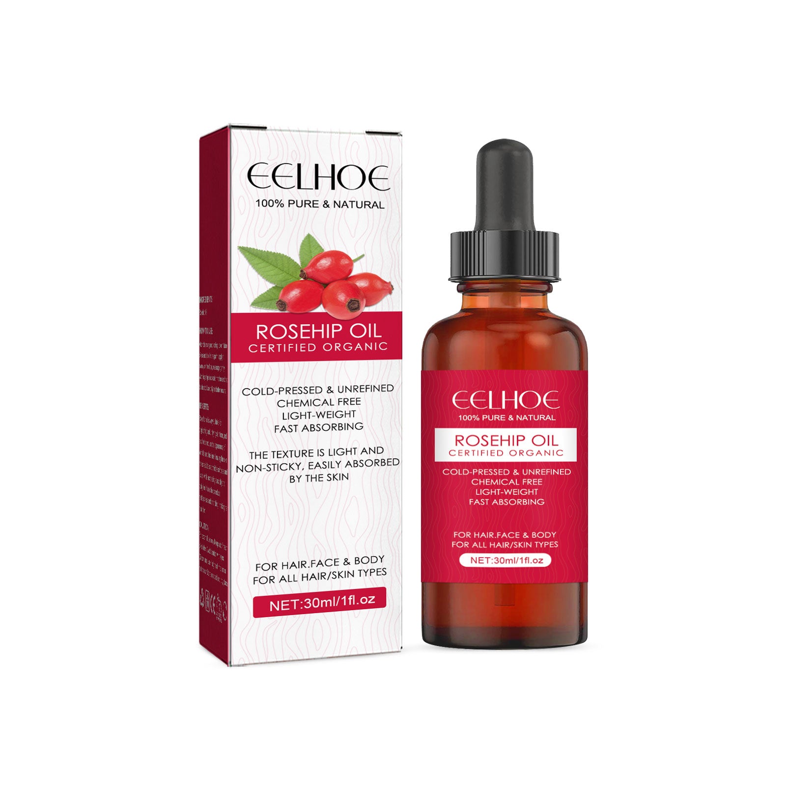 EELHOE Rosehip Facial Oil — Multi-Use Face, Body, Hair & Massage Oil | Hydrating, Nourishing & Brightening Skin Care (1pc) — Prime Trend Market
