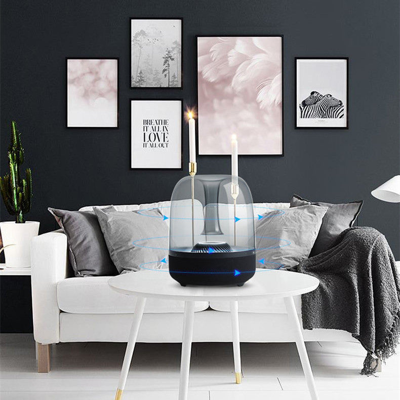 Blue Glass Mini Desktop Speaker — Bluetooth, FM Radio, TF Card, 6H Battery, Black & White — Prime Trend Market