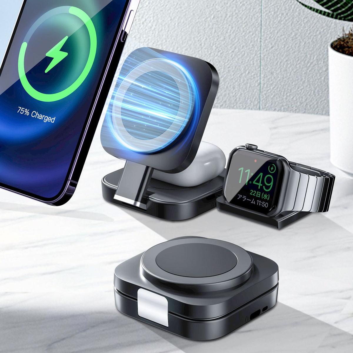Desktop 3-in-1 Wireless Charger Station — iPhone, Apple Watch & AirPods — Prime Trend Market