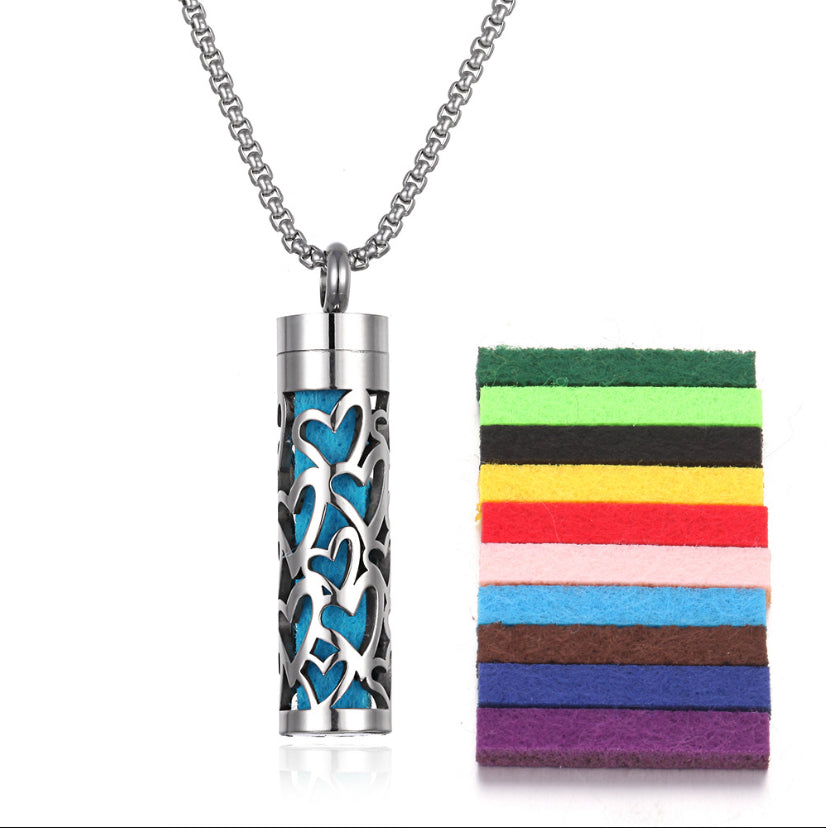 Aromatherapy Essential Oil Pendant Necklace — Titanium Steel Diffuser Locket | 16 Styles + Cotton Pads — Prime Trend Market