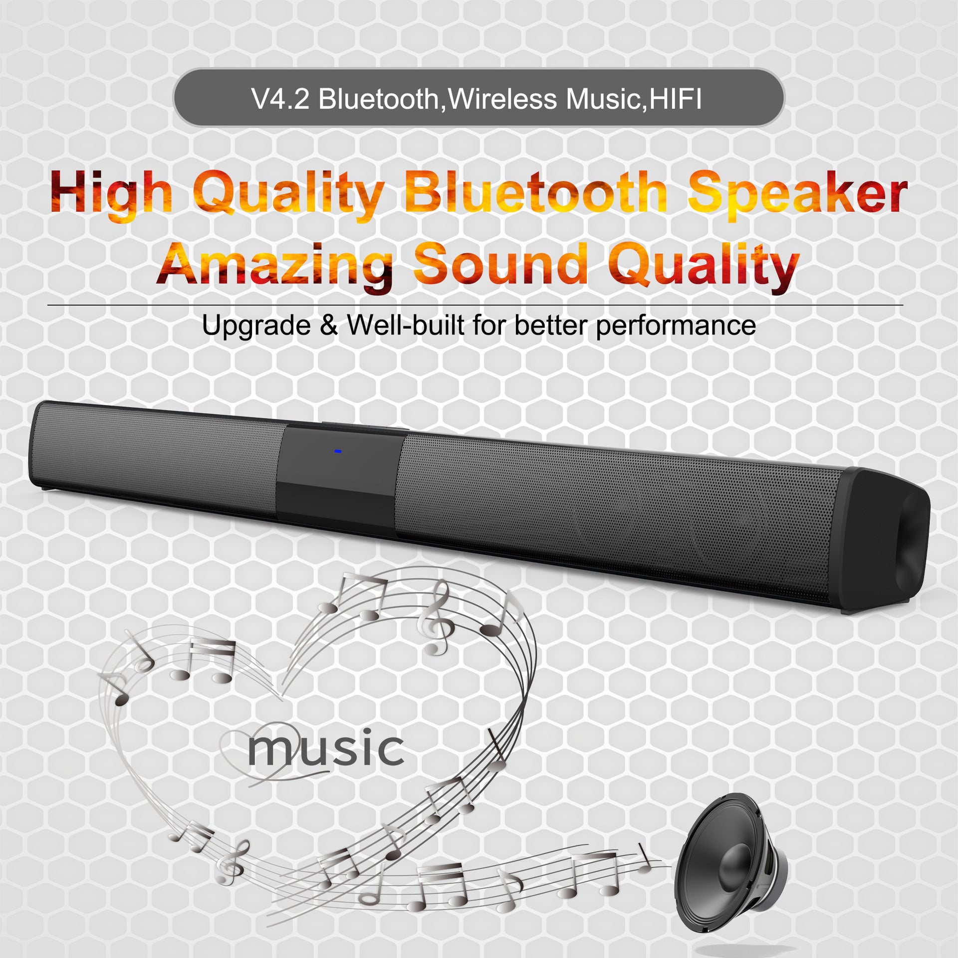 Home Theater Bluetooth Speaker System — 330mm & 550mm, Remote Control, Deep Bass, Black — Eliza & Tuan