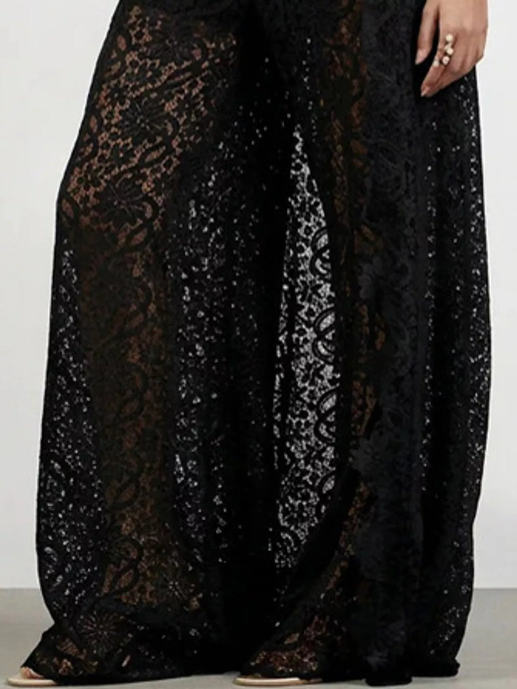 Elegant Lace Short Sleeve Top and Pants Set