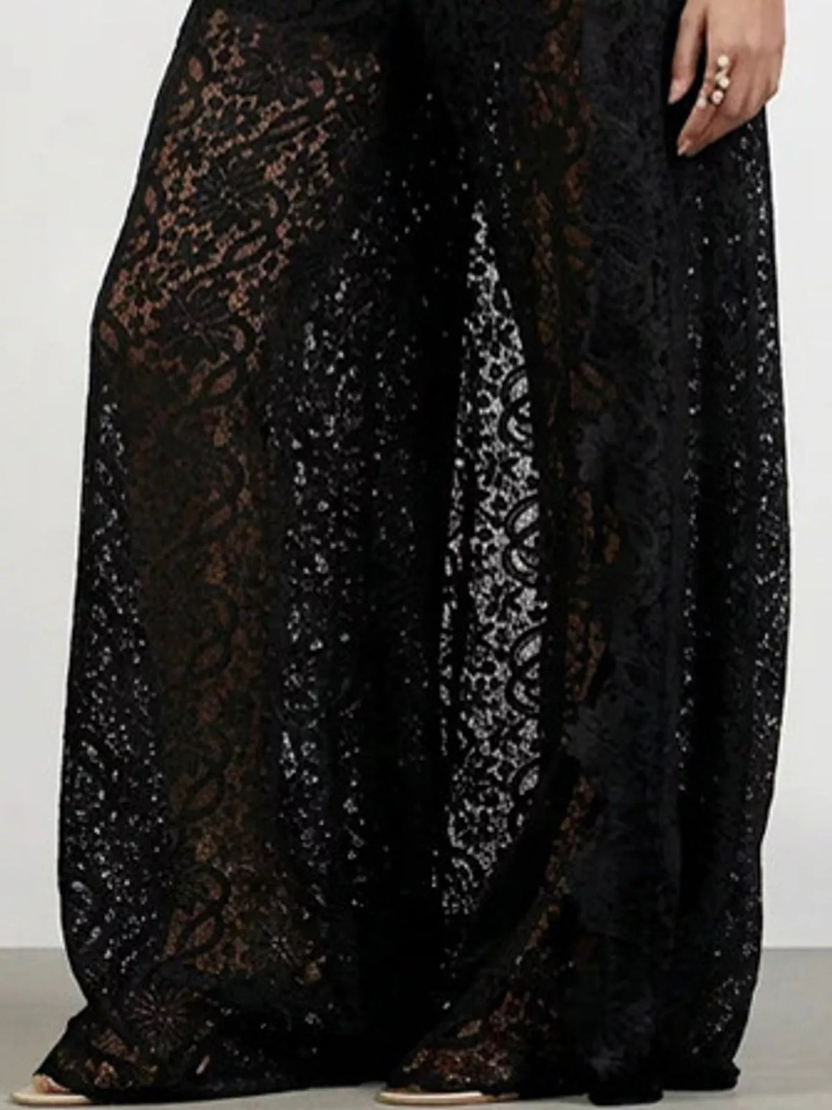 Elegant Lace Short Sleeve Top and Pants Set