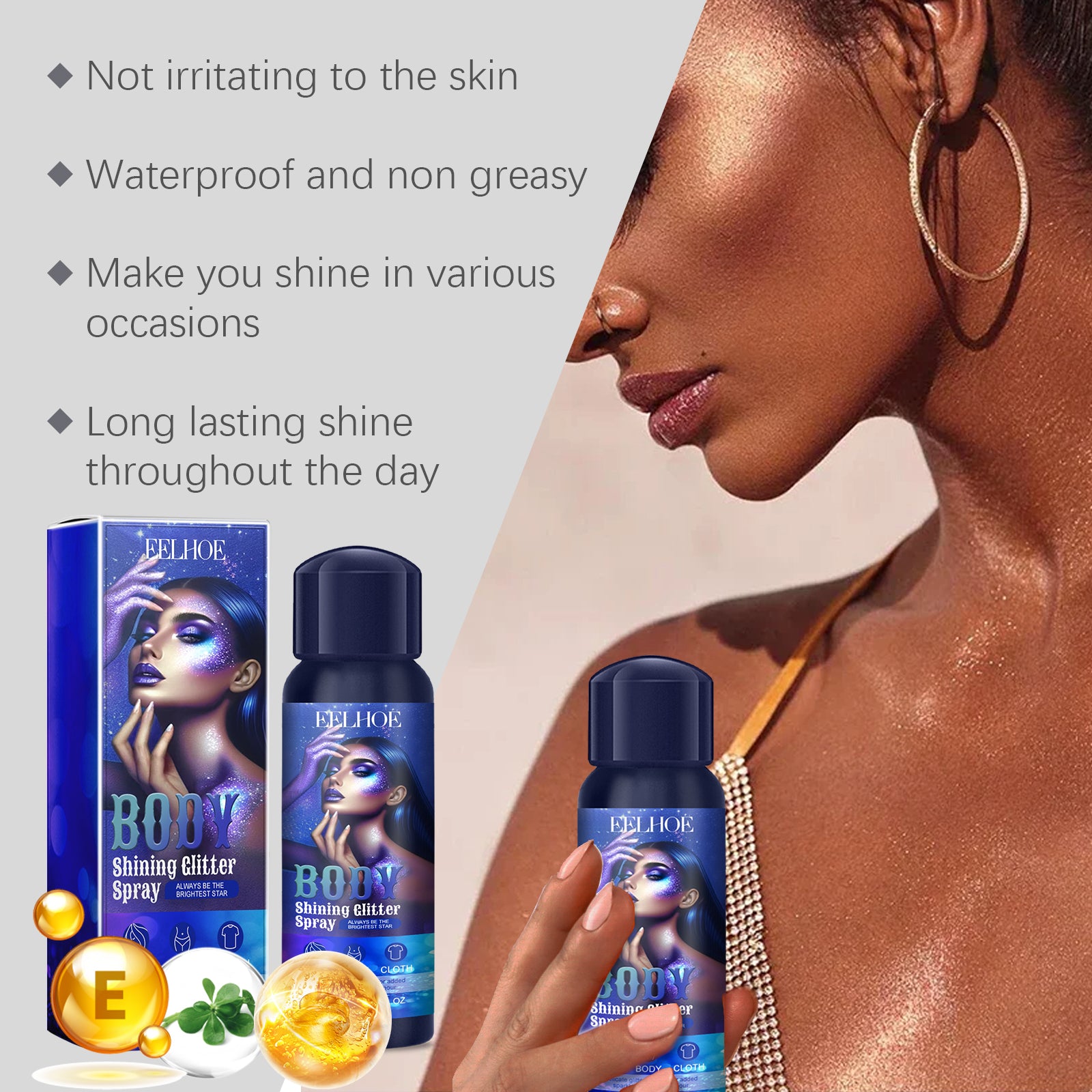 Body Glitter Spray — Long-Lasting Shimmer Highlighter for Face, Hair & Skin — Prime Trend Market