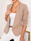Lined Open-Front Long-Sleeve Blazer