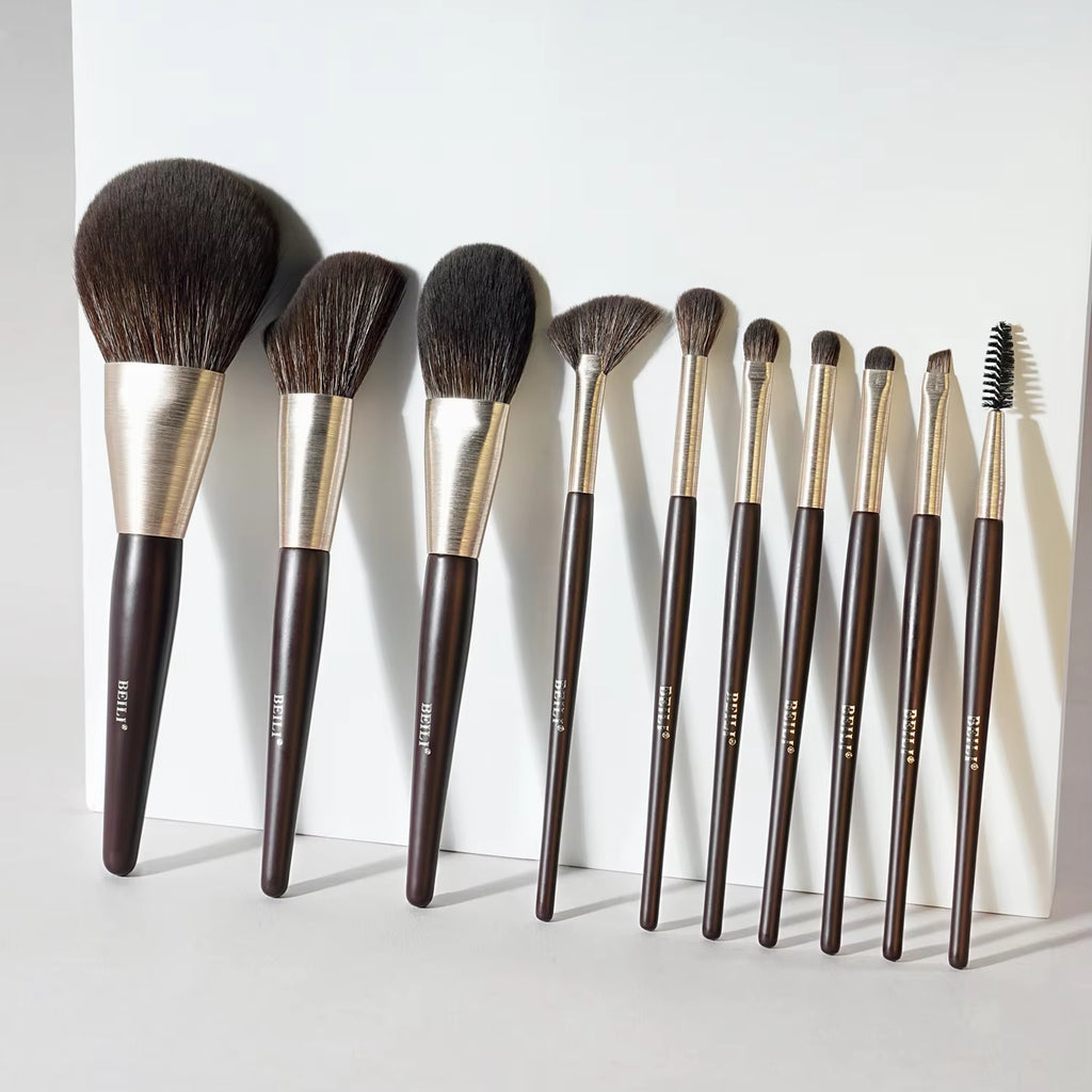 High-quality Makeup Brushes With Wooden Handles, Premium Natural 10pcs Makeup Brushes. — Prime Trend Market