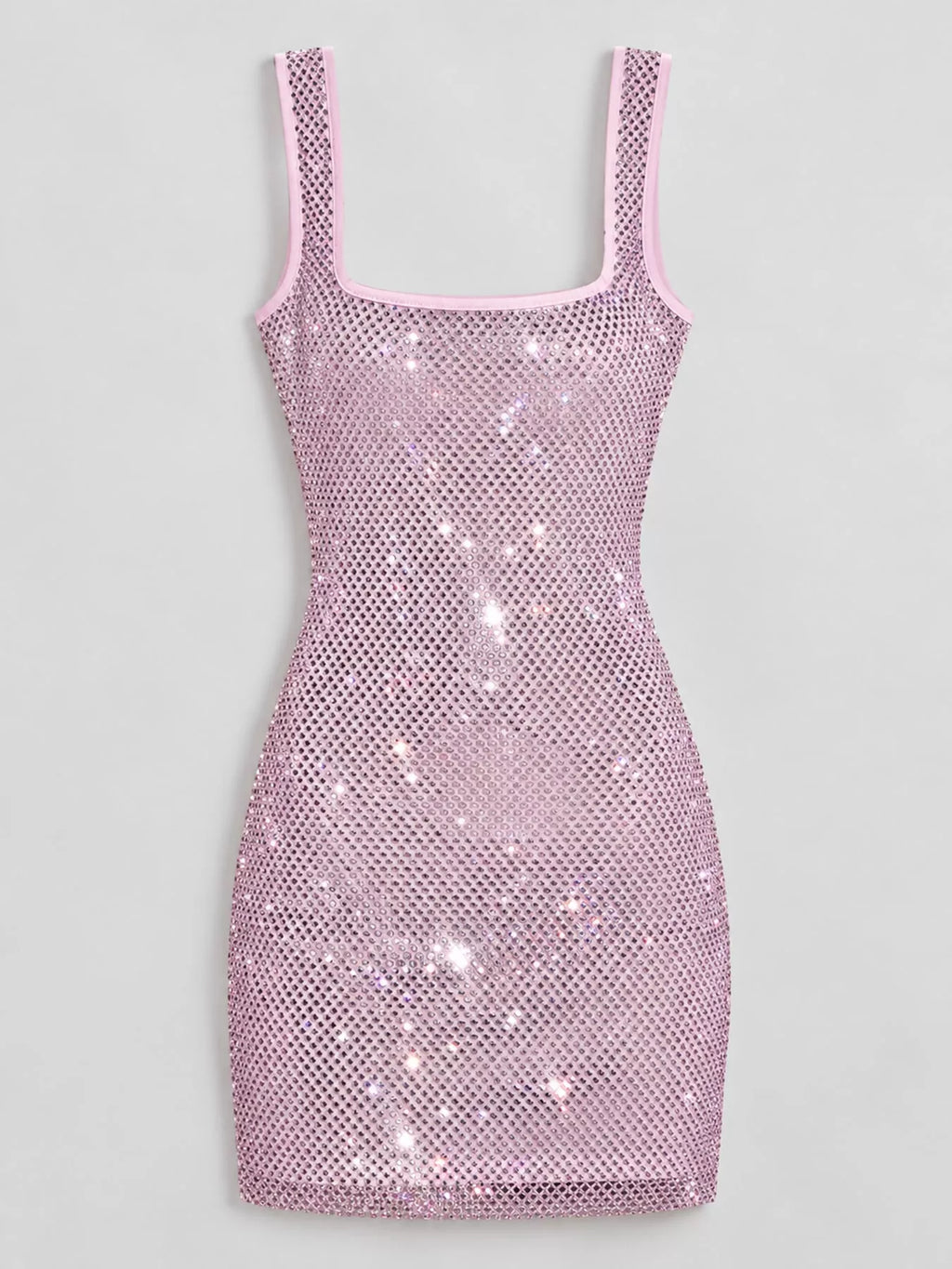 Backless Rhinestone Mesh Bodycon Mini Dress