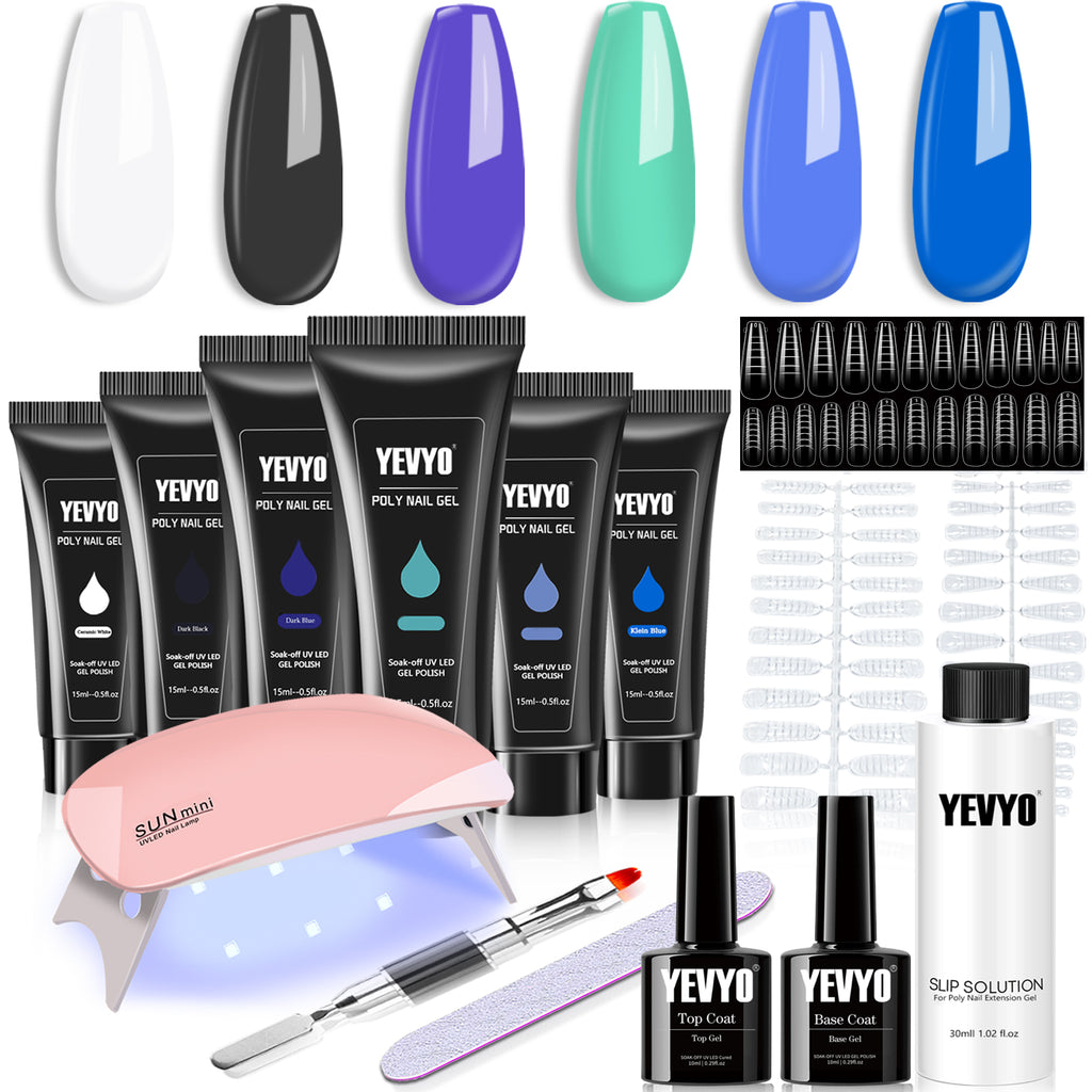 6-Color Polygel Nail Kit – UV Lamp, Slip Solution, Base & Top Coat, Tools Included — Prime Trend Market