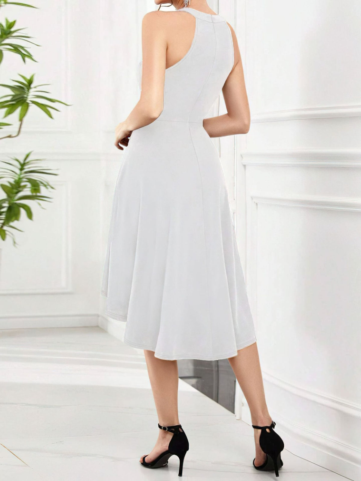 Sleeveless High-Low Hem Dress