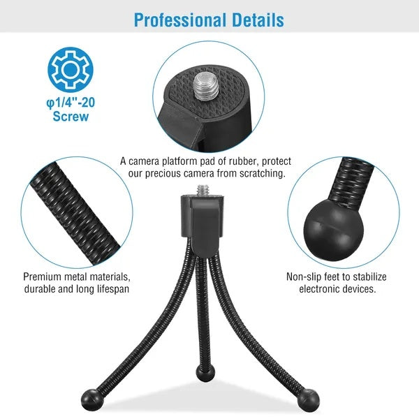 Flexible Mini Tripod Stand — Camera & Mini Projector Tabletop Mount | 1/4"-20 Universal Screw — Prime Trend Market