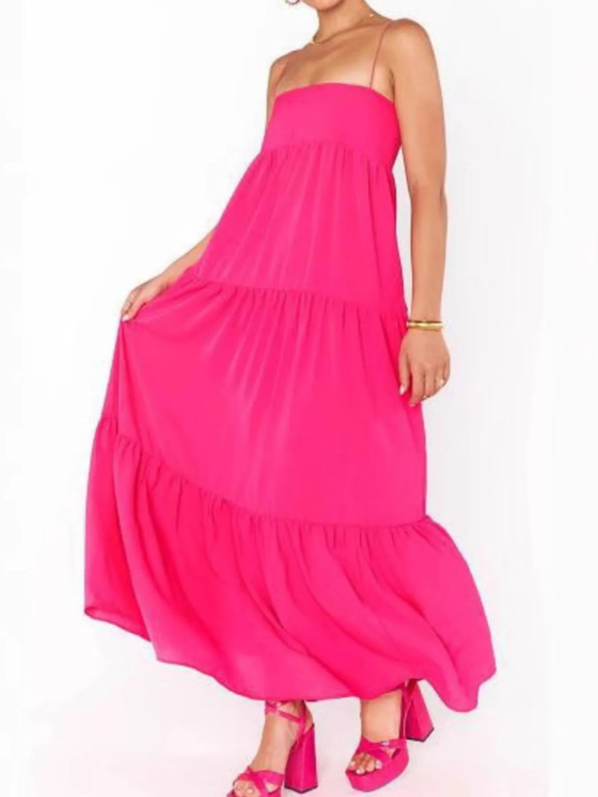 Printed Square-Neck Cami Maxi Dress