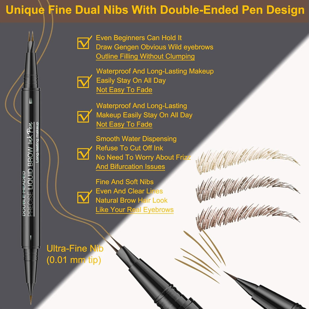 2-in-1 Microblading Eyebrow Pen — Waterproof, Dual-Ended, 3 Shades — Prime Trend Market