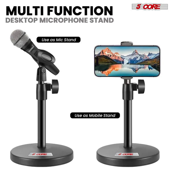 5Core 3-in-1 Desktop Mic Stand — Adjustable Microphone & Phone Holder — Prime Trend Market