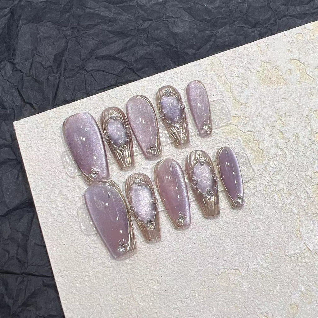 Purple Armor Press-On Nails — Handmade Fake Nail Patch Set | Long, Short & Ultra Short — Prime Trend Market