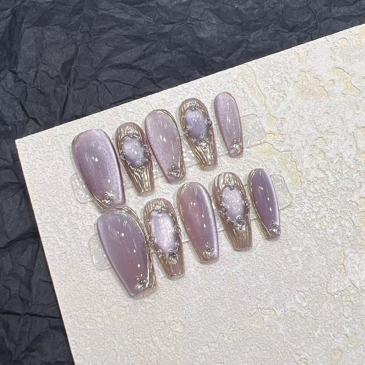 Purple Armor Press-On Nails — Handmade Fake Nail Patch Set | Long, Short & Ultra Short — Prime Trend Market
