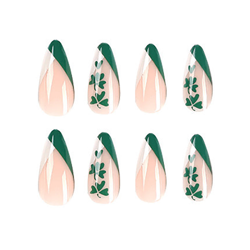 Clover Nail Art Press-On Nails – 24 PCS Long Water Pipe Shape | Full Cover ABS Acrylic — Prime Trend Market